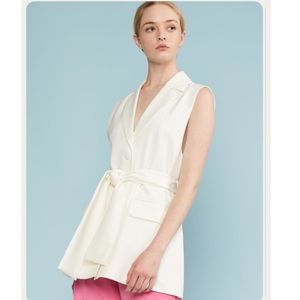 Brand new with tags Cynthia Rowley white nel vest with tie